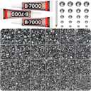 32000Pcs Grey Rhinestones for Bedazzling, Resin 2,3,4,5,6mm Mix Sizes Flatback Gray Black Diamond Gems Diamonds Gemstones Jewels Stones Crystals with B7000 Glue for Crafting Crafts Clothes
