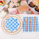 Blue Gingham Napkins Disposable Cocktail: 120PCS Checkered Square Paper 9.8x9.8 Inch For Table Decorations & Dinner Party