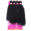 Afro Kinky Curly Synthetic Hair Weave 4 Bundles 16 18 18 20 Inches Color 1B Black Jerry Curl Synthetic Hair Weft Extensions