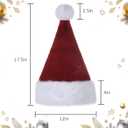 Santa Hats for Adults, Unisex Velvet Touch Comfort Christmas Hats for New Year Festive Party Christmas Supplies (Wine Red)