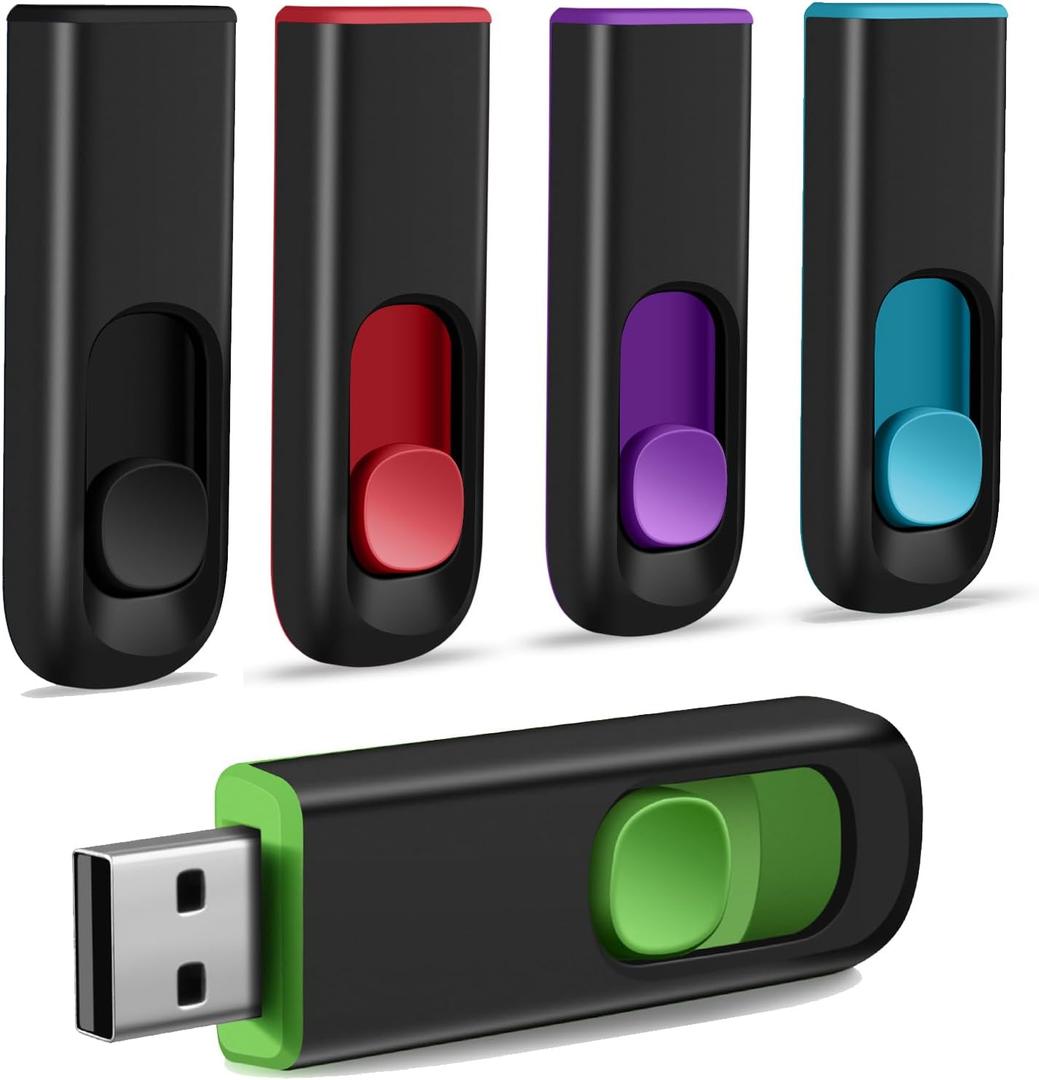 5 Pack 8GB USB Flash Drive, USB 2.0 Memory Stick Thumb Drive Pen Drives Jump Drive for Data Storage Multiple Color (Blue,Red,Green,Purple,Black)