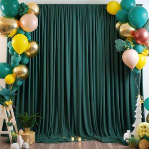 30FT x 10F Blackish Green Backdrop Curtain for Party Decorations, Polyester Party Backdrop Curtains with Rod Pocket, Photography Backdrop Drapes for Wedding, Baby Shower,Dark Themed Events (W5' x H10'(6 panels))