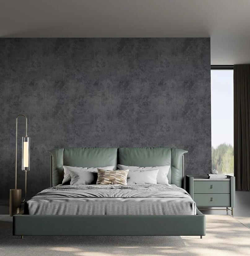 Industrial Blue Grey Concrete Wallpaper Peel and Stick Extra Thick Faux Gray Blue Concrete Cement Contact Paper Vinyl Matte Textured Sticker for Bedroom Garage Pantry Basement Walls