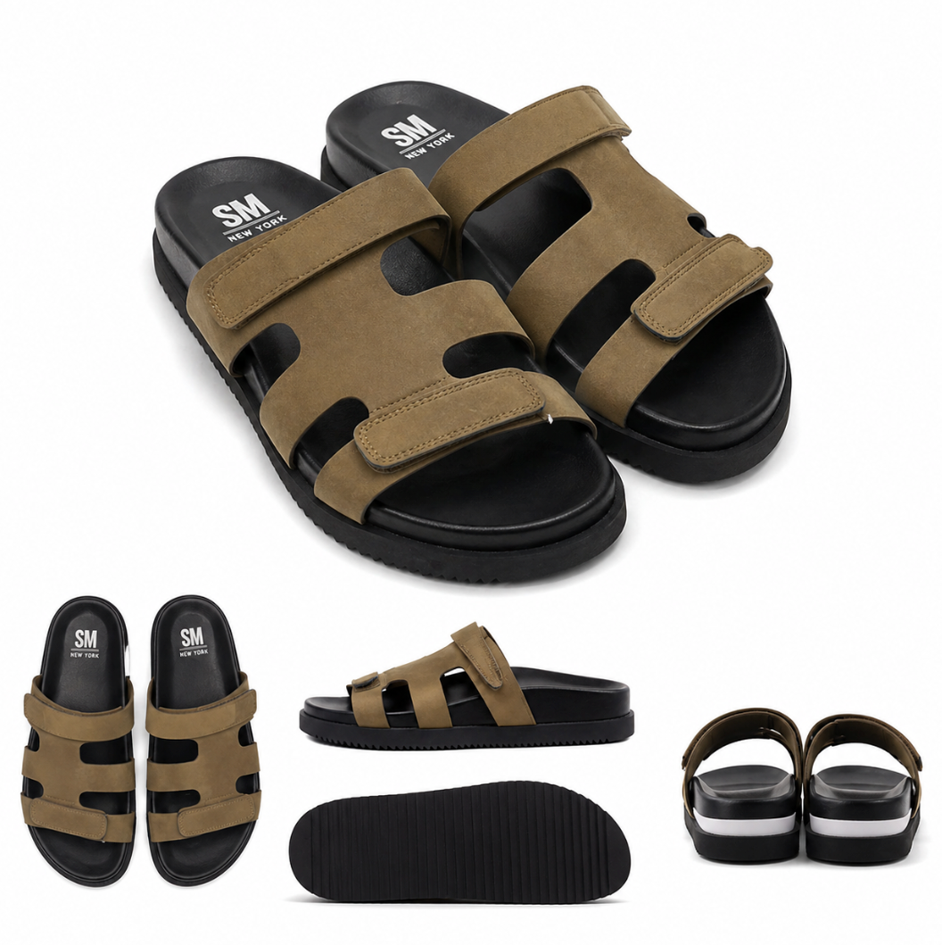 SMNY Slide Sandal Tan Nubuck, Size 8