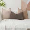 Kevin Textile Waterproof Decorative Pillow Covers Khaki 12x20 Inch Pack of 2 Soft Boucle Textured Lumbars Cushions Elegant Accent Pillows for Couch Sofa Chair Bed Home Decor Indoor Outdoor