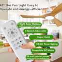 42 Inch Ceiling Fans with Light,3 Blade Ceiling Fan with Remote Control, Reversible Dimmable Wood Ceiling Fan for Kids Room Bedroom Garage Indoor Outdoor Use
