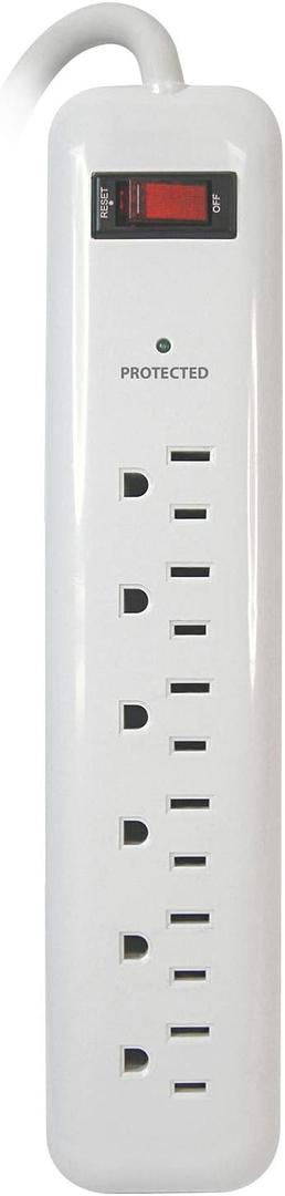 Prime Wire PB802124 6-Outlet Household Electronics Surge Protector with 14/3 SJT 3-Feet Cord.