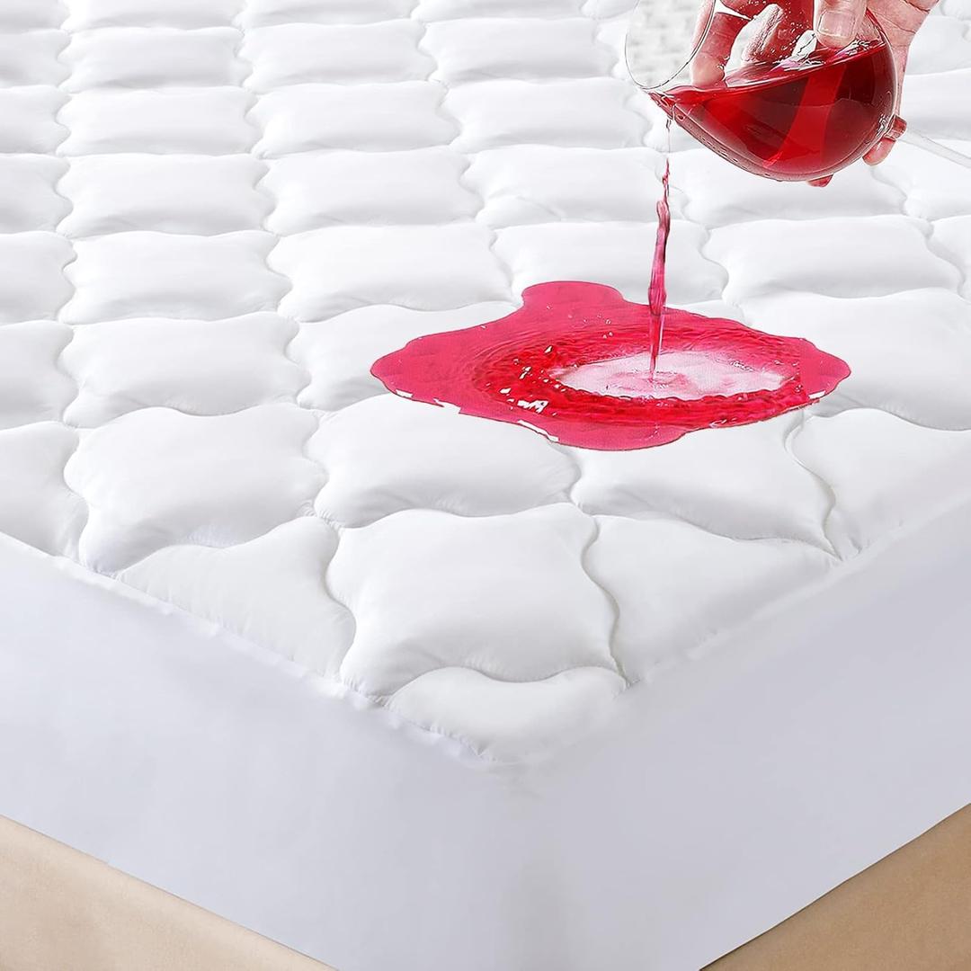 Waterproof Mattress Protector Twin Size, 6''-21'' Deep Pocket Fitted Quilted Mattress Pad Cover, Breathable, Hollow Cotton Alternative Filling Mattress Pad Cover, Twin Size