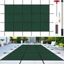 Inground Pool Cover Safety Fits 20x40ft Rectangle Swimming Pool, Mesh Solid Pool Cover for Inground Pools, Winter Pool Safety Cover Includes Safety Net and Installation Tools Green