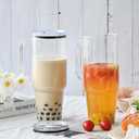 Glass Cups with Lids and Straws 40 oz Glass Tumbler with Straw and Lid 2 Pack Glass Tumbler with Handle Wide Mouth Iced Coffee Cups for Smoothies, Soda, Tea, with Acrylic Lids