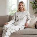 LOOGU Womens Pajama Set Cozy Sweatshirt Casual Jogger Pants Comfy Loungewear for Fall 2 Piece Outfits Clothing, M