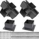 2Pack Pergola Brackets 4-Way Right Angle Corner Bracket 6x6 (Actual: 5.5x5.5 Inch) Stainless Steel Pergola kit Bracket with Screws for Wood Beams Includes 2Pack Post Base