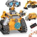Robot Building Kit Toys for Boys Age 8-12 with 700 Pcs, 3 in 1 Robotics Excavator Garbage Truck with App & Remote Control, Coding Robot Building Set, Birthday Gifts for 8-14 Years Old Boys (Yellow)