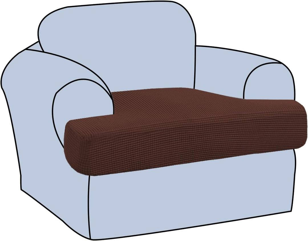 H.VERSAILTEX Stretch T Cushion Chair Sofa Slipcover T Cushion Covers for Living Room Armchair Couch Cover T Cushion Slipcover Seat Cover with Elastic Bands Thicker Jacquard Fabric, Burnt Brick