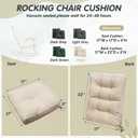 YZ HOME Rocking Chair Cushion, Set of Thicken Seat & Back Chair Cushions with Memory Foam, Non-Slip Chair Pad with Ties for for Indoor&Outdoor Rocker, Beige, 22x17x5/17x17x5, Cream
