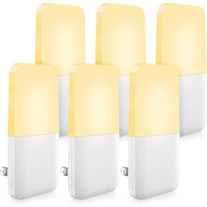 MAZ-TEK Plug in Night Light, Warm White LED Nightlights with Smart Dusk to Dawn Sensor for Kids, Nursery, Ideal for Bedroom, Bathroom,Hallway, Stairs, Kitchen, 6 Pack