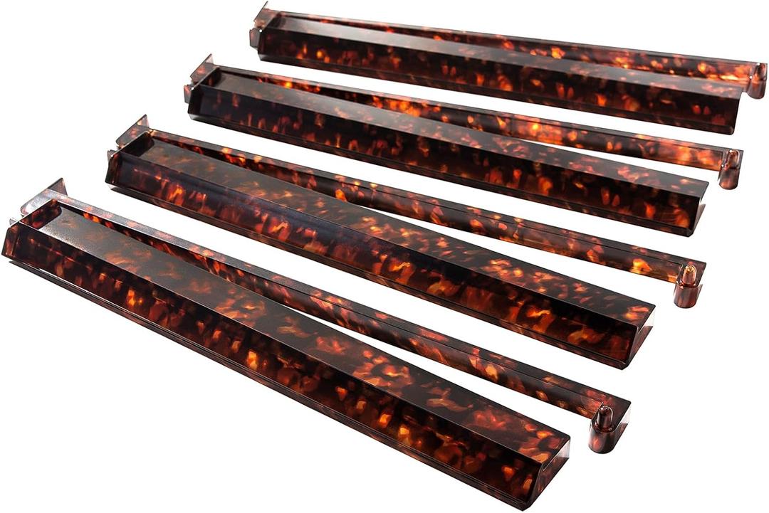 Mahjong Racks Set of 4, Tortoise Shell Acrylic Mahjong Tile Racks with Pushers, Stylish Game Night Table Decor, Gift for Women & American Mahjong Players