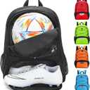 Youth Soccer Bag-Soccer Backpack&Backpack for Football Basketball,with Ball Compartment Separate Cleat Package (Black)