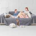 Loiion Couch Covers for 3 Cushion Couch, Gray Cat-Scratch Resistant Sofa Cover Pets Dogs Friendly Anti Slip Thickened Slipcovers Furniture Protector, Couch Protector for Pets and Kids 150"X71" (Large Sofa (150"X71"), Grey)
