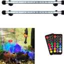 LED Aquarium Light, 2 Pack 15 inches Fish Tank Light RGB Color Underwater Light Submersible Crystal Glass Lights, 42 LED Beads, Brightness Adjustable Memory Function, LED Light bar Stick