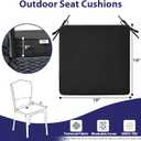 IPYNBAP Outdoor Chair Cushions Set of 4 -Waterproof Outdoor Seat Cushions for Patio Furniture, Patio Chair Cushion with Handle and Ties, Out Door Chair Pads,19x19x3-Square, Black