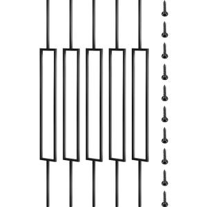 VEVOR Deck Balusters, 44"x0.5" Metal Deck Spindles, 10 Pack Staircase Baluster with Screws, Iron Deck Railing for Wood and Composite Deck, Stylish Black Baluster for Outdoor Stair Deck Porch