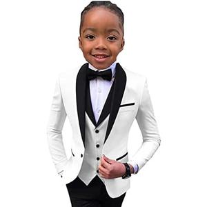 Boys Suit Wedding Tuxedo 3 Piece Shawl Collar Jacket Pants Vest Child Formal Blazer Set Slim Fit Outfit Size 8