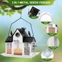 Solar Bird Feeders House for Outdoors Hanging, 7LBS Large Capacity Metal Wild Bird Feeder Squirrel Proof for Outside with Water Cup, Cardinal Birdfeeder Birdhouses Gift for Bird Lovers