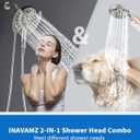 INAVAMZ 2-in-1 Shower Head with Handheld Combo: Rainfall Shower Head & Detachable Shower Head Use Together or Alone, 9 Spray Settings Showerhead with Hose Nickel, Shower Trim Systems