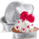 Hushee 6 Pcs Valentines Day Cake Pan Heart Shaped Pan with Lids 27 oz Large Size Food Containers Aluminum Foil Heart Food Packing Takeaway Boxes for Valentines Day, 7.4 Inch