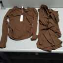 Darong Women's 2 Piece Lounge Sets 2026 Long Sleeve Tops and Wide Leg Pants Set Matching Travel Airport Outfit (Medium, Coffee)