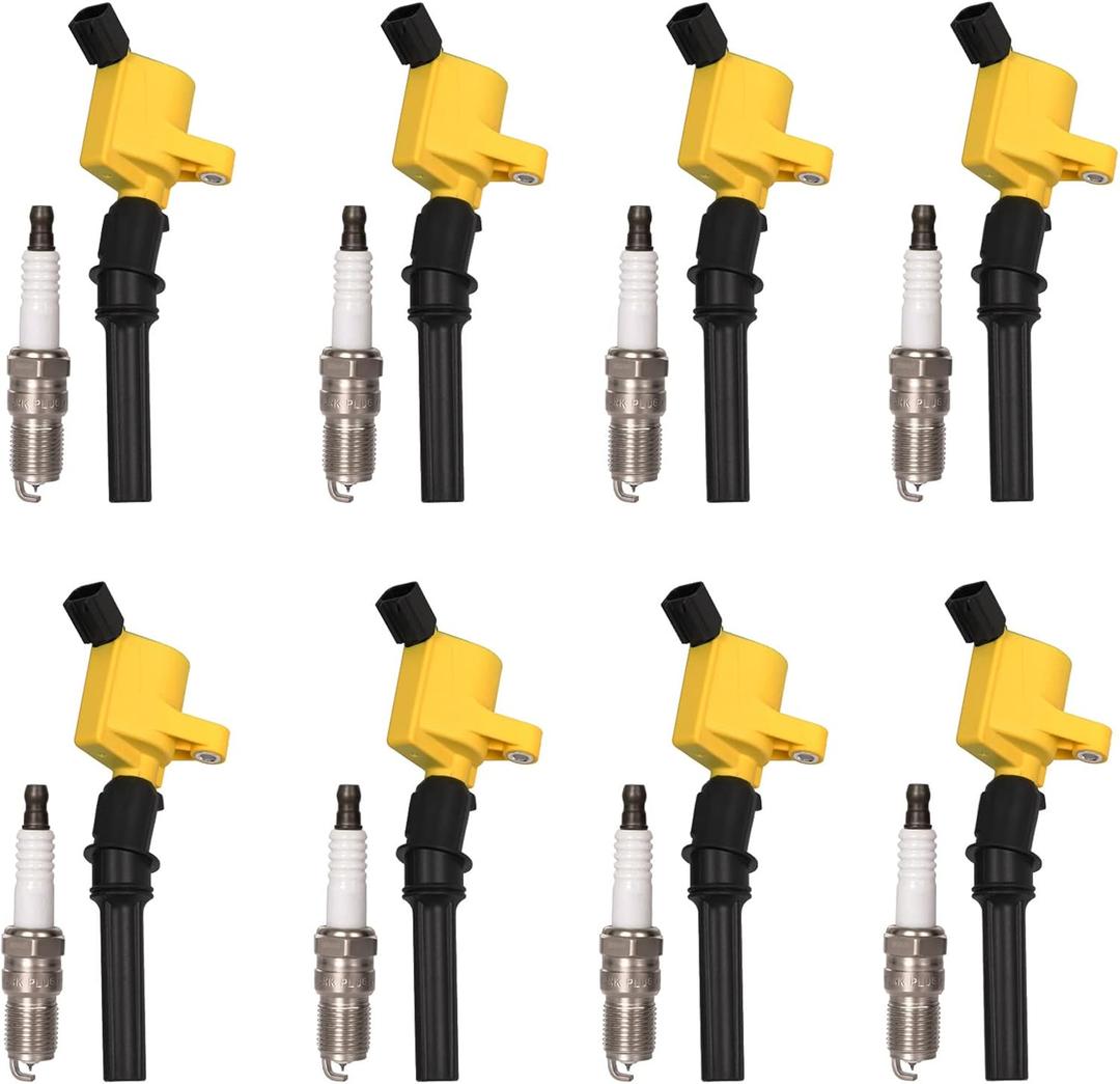 Set of 8 DG508 Ignition Coils and SP479 Spark Plugs For 5.4 V8 1998 1999 2000 2001 2002 2003 2004 Ford Expedition F150 F250 F350 Mercury Grand Marquis FD503