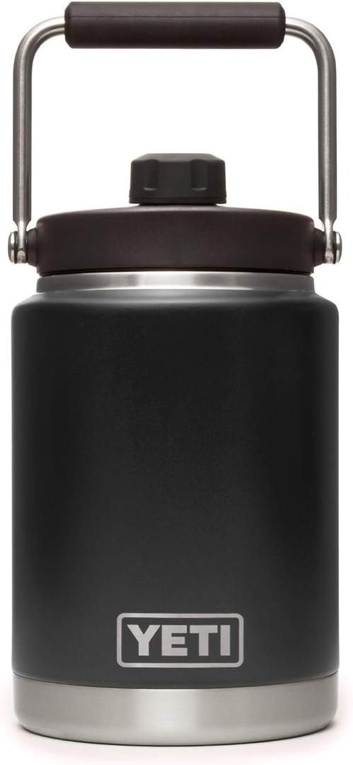 YETI Rambler Half Gallon Jug, Vacuum Insulated, Leakproof, Stainless Steel with MagCap (Black)