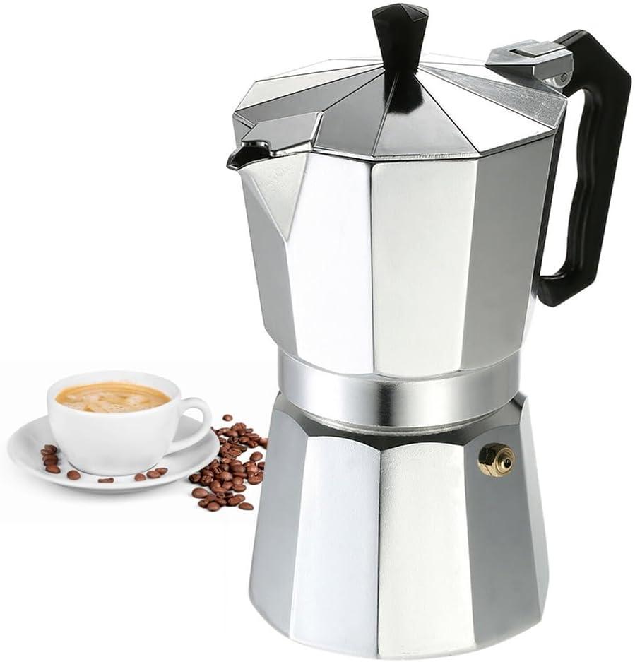 HomeBeyond Espresso Coffee Maker 12 Cups, Classic Stovetop Espresso Maker, 600ml / 20oz Coffeemaker for Gas & Ceramic Stovetops (Silver)