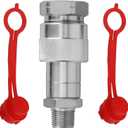 3/8" NPT 10000 PSI Hydraulic Quick Coupler Set | Heavy-Duty Carbon Steel Quick Disconnect Couplings for Enerpac C-604, Parker 3000 Series | Includes Male & Female Plugs with Dust Caps