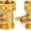 2 Pack Garden Hose Shut Off Valve - Extended Handle - 3/4" Heavy Duty Solid Brass Hose Connector Water Shut Off Valve Hose Shutoff Valve with 4 Pcs Hose Washers
