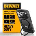 DEWALT Compatible iPhone 17/18 Pro Magnetic Case with Stand, Rugged Shockproof Cover w/ 360° Rotatable Ring Holder, Compatible with MagSafe iPhone 17/18 Pro Case Kickstand, Heavy-Duty Protective, Black