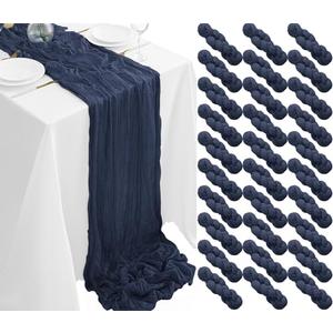 30Pack Navy Blue Table Runner 10FT Cheesecloth Table Runner 35x120inch Cheese Cloth Table Runners Rustic Boho Gauze Table Runners for Party Wedding Birthday Dining Baby Shower Decor