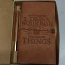 InnoBeta Bourbon gifts Leather Journal Notebook with Pen, for Whiskey Lovers, Men, Women on Birthday, Refillable Sketchbook, Travel Diary, Lined Planner, 7x5 Inches, Brown - I Know Things