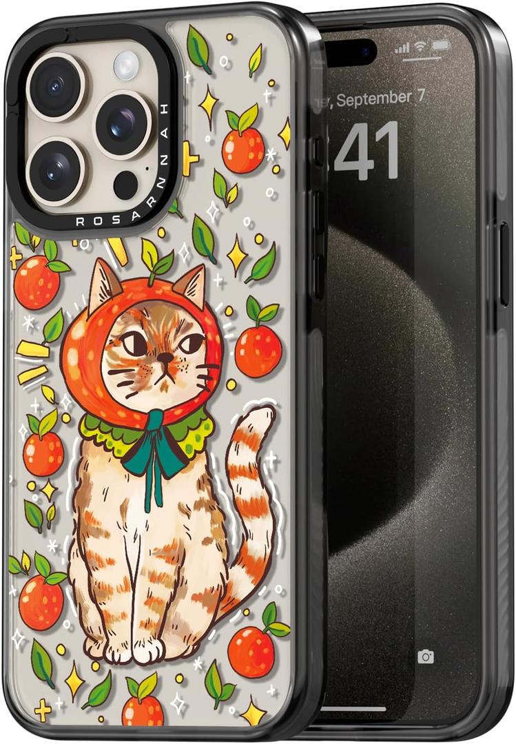 Compatible for iPhone 15 Pro Max Case Cute Aesthetic - Durable Shockproof 6.6 ft Drop Impact Phone Case Cover with Funny Fashion Kitty Cat 6.7" Black