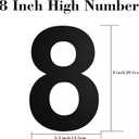 Modern 8-Inch Black Stainless Steel Floating House Numbers - Sleek & Visible Address Number for Home/Office- Weatherproof & Easy Install/Number 8