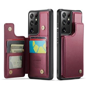 Vinich for Samsung Galaxy S21 Ultra Wallet Case with Card Holder, RFID Blocking Credit Slots Kickstand Shockproof Phone Cover for Women Men, Red