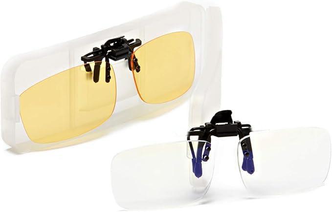 Clip on Blue Light Blocking Glasses for Day & Night Use - Anti Glare, Thin & Lightweight, Compatible with Regular Frames