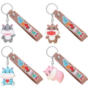 4pcs Hippo Keychain –Multicolor Bag Charms Key Rings, Accessories for Women's Backpack Purse Car Keys,Gifts for Birthday