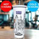 Cities Around the World 25 Oz Tumbler Series - Designed in the USA - Vacuum Insulated Tumbler with Lids & Straw - Stainless Steel Coffee Water Travel Mug, Cup for Hot Cold Drink (Boston)