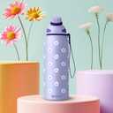 Ottle Reef Roamer Stainless Steel Water Bottle - 34 oz Insulated Flask with Leak Proof Lid, BPA free & Carry Handle - Hot & Cold Gym Water Bottle for Travel, Camping & Sports - Daisy Love