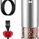 Electric Pepper Grinder or Salt Grinder Mill - USB Rechargeable - Durable Modern Style - Automatic Black Peppercorn or Sea Salt Spice Mill with Adjustable Coarseness - One Grinder Included (Stainless Steel - Single)