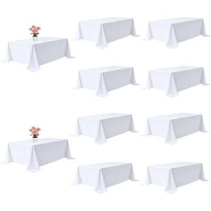 10 Pack White Rectangle Table Cloth 90 x 132 Inch for 6 Foot Tables | Wrinkle Resistant, Washable Rectangular Table Cloth, Polyester Fabric, For Party Banquet Wedding Buffet