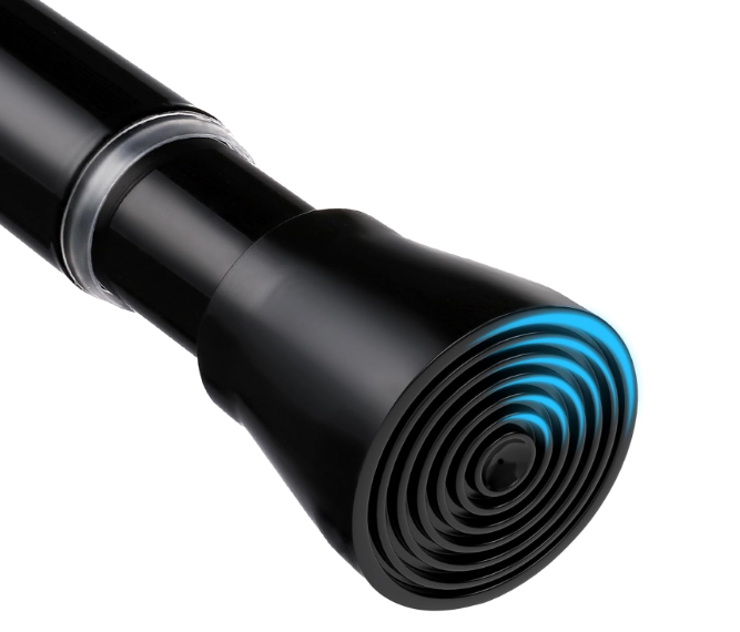 Spring Tension Curtain Rod 28 To 48 Inch Adjustable Expandable Black Tension Rod 7/8" Shower Curtain Rods No Drilling Spring Loaded Curtain Rod for Windows Bathroom Closet Kitchen Bedroom Doorway Door