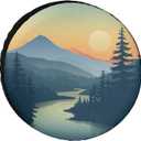 Spare Tire Cover 12 Inch Mountain Adventure Protectors Weatherproof Dust-Proof Mountain Forest for Camper Truck Travel Trailer